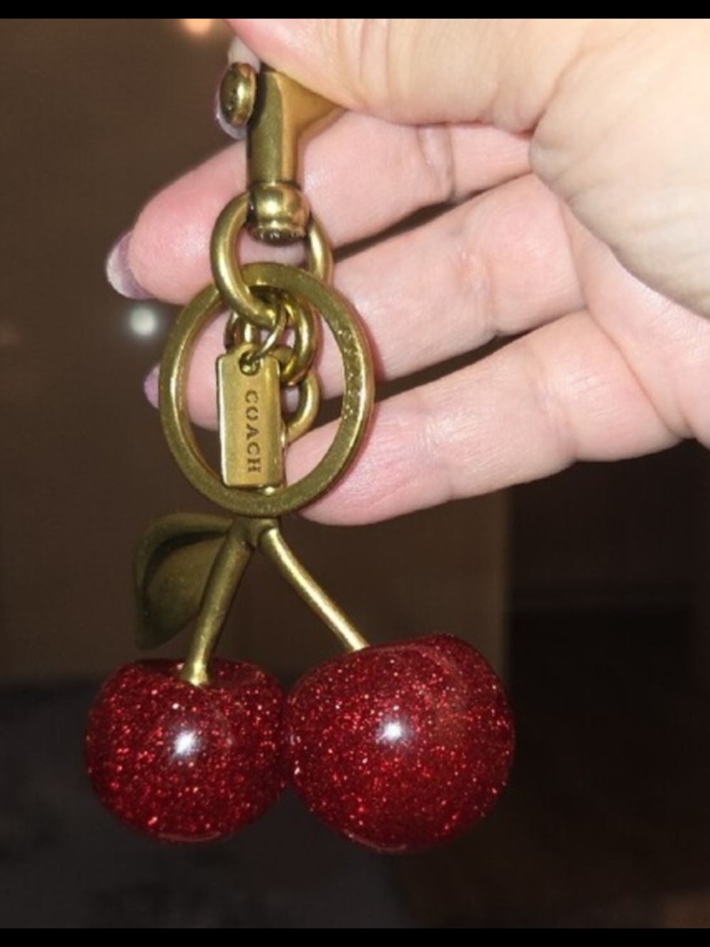 Coach Sparkling Cherry Keychain - Red Glitter - Picture 5 of 5